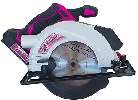 The Original Pink Box 20-Volt Li-ion Brushless 7-1/4 Inch Left Blade Cordless Circular Saw With 2Ah Battery, Pink