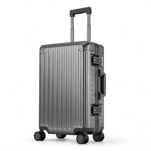 Travelhouse aluminium resväska bagageväska hårt skal resväska vagn rullväska handbagage teleskophandtag, TSA, 4 hjul, grafit, S, resväska