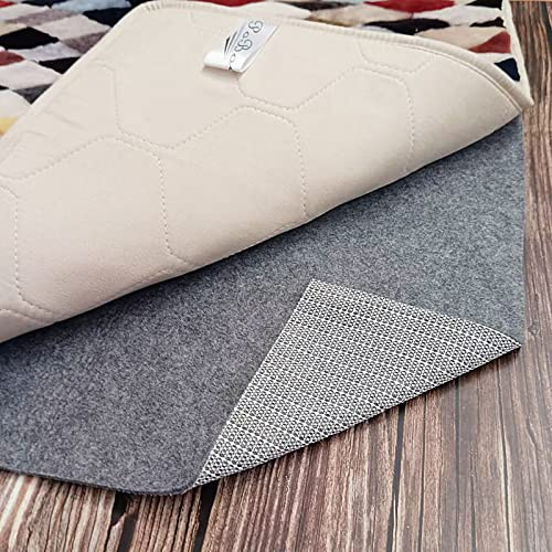 PoBoo Almohadilla Acolchada Antideslizante, Doble Superficie (Fieltro + Rejilla de Goma), Base de Alfombra, Agarre para Todos los Pisos y Acabados, 1/8(3 mm) de Espesor