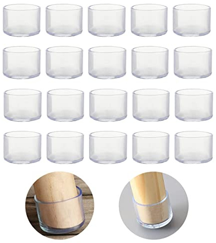 20Pcs Round 25mm Silicone Chair Leg Floor Protectors, Chair Leg Caps, Furniture Foot Protectors, Free Moving Table Leg Covers, Stool Leg caps to Prevent Hardwood Floor Scratches and Reduce Noise