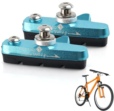 Agatige Pastiglie Freno per Bicicletta V-Brake, 2 Pezzi Pattini Blocco Freno Bicicletta Kit di Sostituzione Freni per MTB, Bici da Strada, Montagna, BMX(Blu)
