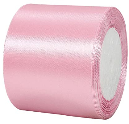 7,6 cm breites rosa Band zum Basteln, 75 mm breites Band aus rosafarbenem Stoff, großes massives Satinband, Ostern, Polyester, doppelseitiges Band für Ostergeschenk, Wapping, Haarschleifen, Nähen