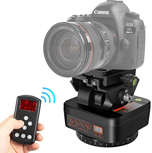 Motorized Panoramic Tripod Head with Variable Speed, Time and Direction- Perfect DSLR Cameras Smartphone Timelapse Rotator