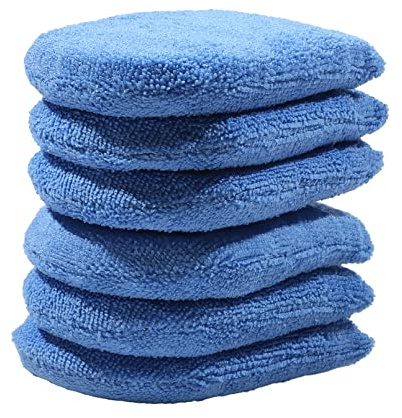 QXPDD Hand Polishing Sponge, Ultra Soft Microfibre Wax Applicator Pads with Finger Pockets, Car Wax Applicator Foam Sponge,Blue 6pcs