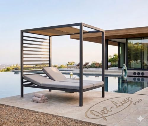 Pavillon Pergola Tente de Jardin ombrage Tonnelle BACCARO avec chaises Longues et pergola Blanc