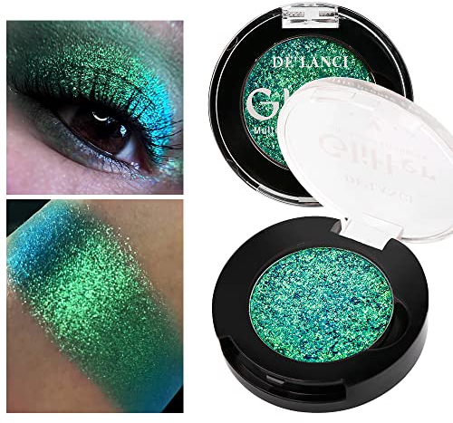 Afflano Fard à Paupières Verte Unique Chatoyante, Ombres à Paupières Multichromes Vertes, Ombre à Paupières Pailletée Vert Forêt Changeant Couleur, Eyeshadow Chromée pour Maquillage Yeux Verts