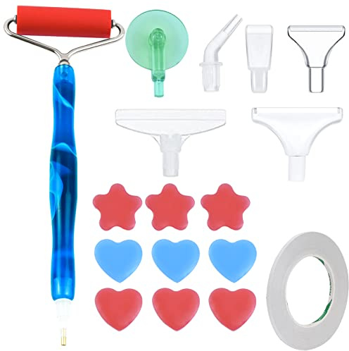 19pcs Diamond Painting Pen Kit,Diamond Art Pens DIY 5d Resin Diamond Painting Pen Diamond Paint Accessories Diamond Painting Tools Pen with Diamond Art Tools Roller,Tips,Wheel,Glue Clay for DIY Craft