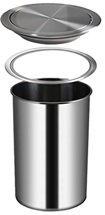 LYXXW Einbau-MüLleimer Auf Der Arbeitsplatte Mit Klappdeckel, Eingebetteter Abfalleimer Mit GebüRsteter OberfläChe Und 360-Grad-Drehbarer Schwenkabdeckung, FüR KüChe, Restaurant, Schrank,S