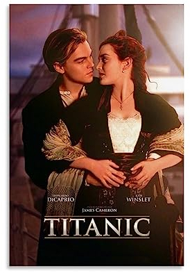 ELedvb Titanic Leonardo DiCaprio Kate WinsletLeinwand-Poster, dekoratives Gemälde, Leinwand-Wandposter und Kunstdruck, modernes Familienschlafzimmer-Dekor-Poster, 20 x 30 cm