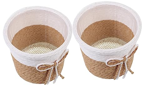 OFFSCH 2 Pièces Panier De Fleurs Pour Plantes D'intérieur En Osier - Jardinière Tissée Succulent Cache-pot En Rotin Corde De Papier Miniature