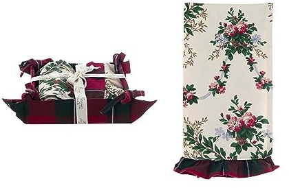 Blanc Mariclò Set Paño de cocina con panera navideña 100% algodón POEMA DE NAVIDAD 50x70 cm 2 variantes (1ud) BIANCO