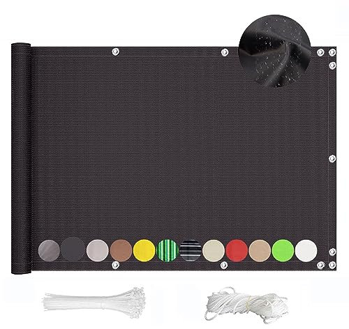 QINGLV Balkon Sichtschutz Blickdicht 120x100cm Balkonsichtschutz Windschutz Und Blickdichte Sichtschutz FüR Balkon Seitlich Mit Nylon Kabelbinder Und Kordel -Dunkelgrau