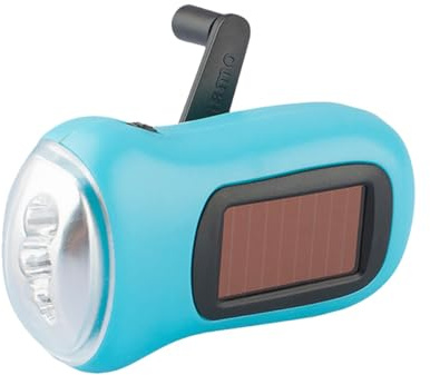 ibasenice Solar Powered Hand Crank LED Flashlight Lightweight Emergency Torch Anti-Slip Lanyard for Hiking Camping and Outdoors Random Color