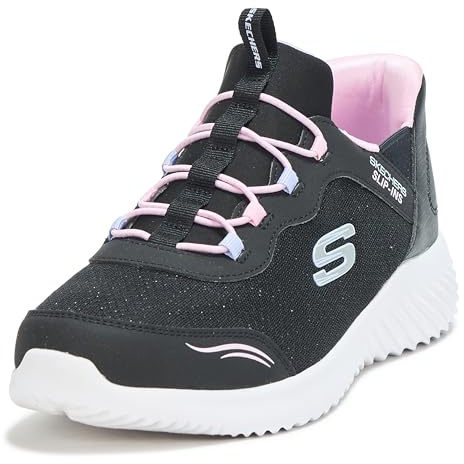 Skechers Baby Girl's Bounder Simple Cute Trainers, Black Synthetic/Trim, 5 UK Toddler