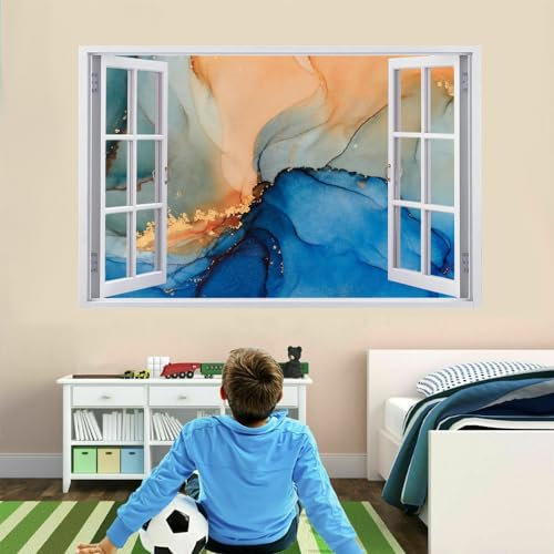 3D Durchbruch Wandtattoo Mädchen Kinderzimmer Marmor Wandaufkleber Dekorative Textur Abnehmbare Wandsticker Vinyl für Junge Teenager Zimmer Wohnzimmer Schlafzimmer Wandbilder Deko