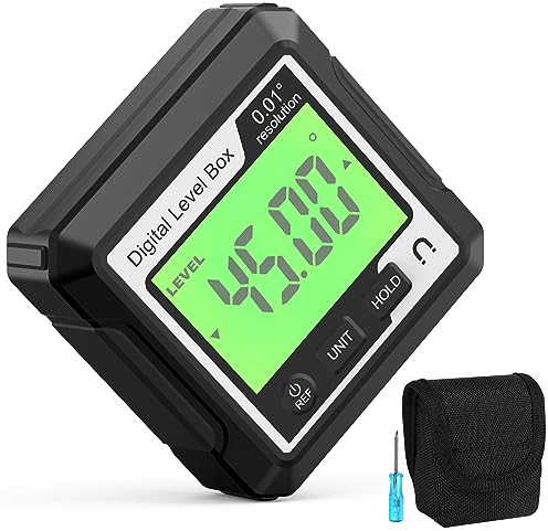 Abizarch Digital Angle Finder Magnetic Angle Gauge LCD Digital Level tool Protractor Inclinometer Level Box Backlit Portable Angle Measurement Tool Battery Operated (black+white) (Black+white)