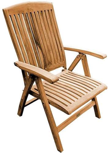 Teako Design Gartensessel Teakholz Hochlehner Catania Massivholz Wetterfest, Outdoor Stuhl Teak, Gartenmöbel, Terassenzubehör, 65 x 48 x 110 cm, langlebig und robust