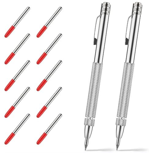 Bestgle Marcatore in metallo al carburo di tungsteno, punta per tracciare metallo con magnete con 10 punte di marcatura Red Hat, per vetro, ceramica e acciaio temprato