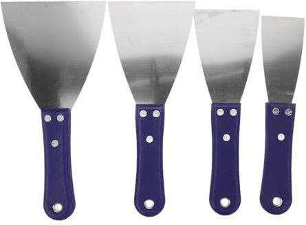 HOMSFOU 4pezzi Raschietti Inossidabile Per Pulizia e Applicazione Stucco Utensili Multifunzionali Per Cucina e Decorazione Pareti Include Misure Manico