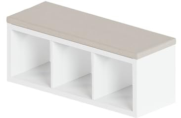 Sitzauflage für Kallax Regal 1x2, 1x3 und 1x4-4cm dickes Sitzkissen, Polster + waschbarer Bezug mit Reißverschluss - Ideal für Sitzbank im Flur & Kinderzimmer, in Grau oder Beige (76, Beige)