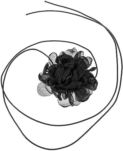 WRITWAA Vintage Pfingstrosen Blumen Choker Halskette Schwarzes Bindeband Accessoire Einheitsgröße Für Mädchen Und Teenager Vielseitig Als Hals Oder Taillenkette Für Partys Und Besondere Anlässe