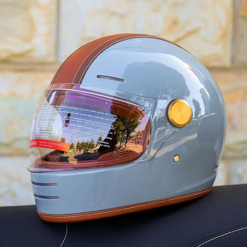 OZXDKJ Motorrad Motocross Helme, Vintage Motorrad Integralhelme Herren Damen, Mit Visier Motorrad Klapphelme, Motorrad Lokomotive Helme, DOT/ECE-Zulassung Motorradhelm Für ATV Utv,L(57-59CM),CC