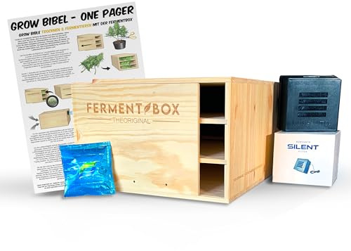 FermentBox® – Komplettset zur Trocknung, Curing & Fermentation mit Aktivkohlefilter für Blüten – Optimale Luftzirkulation & Feuchtigkeitsregulierung – 100% Kiefernholz – 200g Kapazität, geruchsfrei