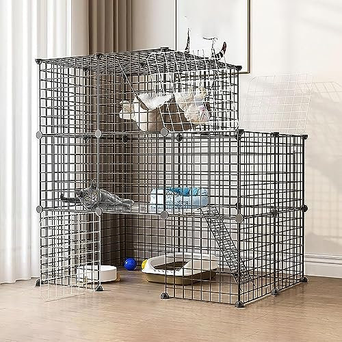 FDQAMLKX Katzenkäfige für den Innenbereich, groß, Katzenkäfig für Katzen, DIY Katzenhaustierkäfig，Haustierkäfige, Metallmaterial, einfach zu montierender Katzenkäfig.