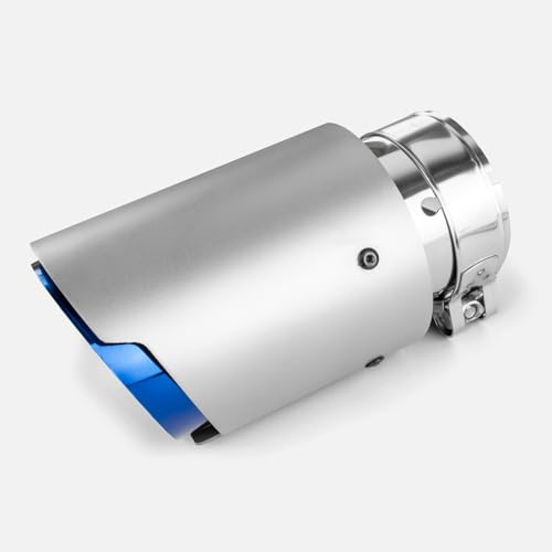Krtopo 2,5 Auto Auspuff Endrohr Edelstahl - Doppelschicht Auspuffspitze 2,5(64mm) Einlass 3,5(89mm) Auslass 6,5 Länge Universell für 2,5 Schalldämpfer Auspuffrohre Bolt-On (Matt Silber & Blau)