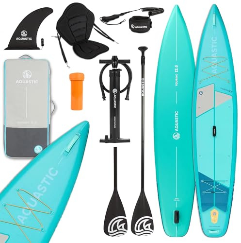 AQUASTIC Touring 12 tum 6 tum SUP uppblåsbar bräda | Drop Stitch Lite + konstruktion | 381 × 76 × 15 cm | lyftkraft 355 L | Lastkapacitet 165 kg | Touringprofil | kajaksitsmontering