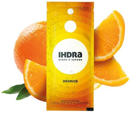 IHDRA - 100 Bustine Insaporitore Acqua Senza Zucchero - 100% Naturale, Senza Glutine, Con Estratti di Frutta e Piante | Bustina Da 1,6g x 0,5L | Insaporitore Acqua Dal Gusto IRRESISTIBILE, Arancia