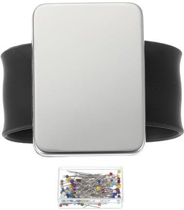 PATIKIL Bracciale Magnetico per Spilli Cuscino per Spilli Magnetico con Testa A Sfera Aghi per Trapunte Spilli Bracciale per Cucire Intrecciare Trapunte Fermagli per Capelli Nero
