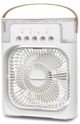 HADAVAKA Portable Misting Fan With Water Mist Spray Cooling – Features 3 Adjustable Wind Speeds, Night Lights, Perfect Mini Desktop Fan for Office, Car, Home, and Beyond (White)