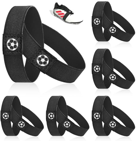 CAIXIANGYU 12 pezzi di nastro di fissaggio per scarpe da calcio, supporti antistrappo contro l'allentamento dei passanti, adatti per scarpe sportive/tempo libero (Adulti 26 cm Nero)