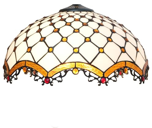 16 Zoll Buntglas-Lampenschirm, Tiffany-Ersatzlampenschirm mit gekreuzten Perlen, Vintage-Stil, Deko for Deckenleuchte, Pendelleuchte, Kronleuchter, Stehlampe, Tischlampe