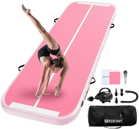 UrbanLuxe Tapis de Gymnastique Air Tumble Track, Tapis de Gymnastique Gonflable pour Tumbling 6,6ft 10ft 13ft 16ft 20ft/10cm Air Tumble Track, Pour Usage Familial/Yoga/Eau/Danse – 2m, Rose