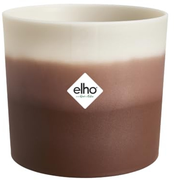 elho Colour Gradiant Rund 16cm - Blumentopf für Innen - 100% recyceltes Plastik - Ø 15.9 x H 14.7 - Braun/Zedernbraun