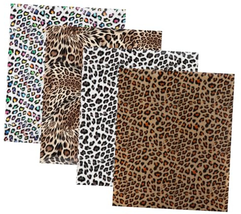 SHINEOFI 4 Feuilles de Membrane de Transfert Thermique en Pu Léopard pour Vêtements en Coton et Papier, Lavable en Machine la Main, pour Personnalisation Textile Couleur Aléatoire
