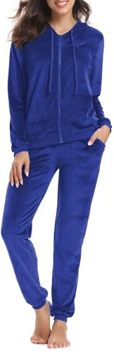 Aottori Ensemble Jogging Femme 2 Pièces Manches Longues Casual Hiver | veste zippée à capuche avec pantalon assorti, taille élastique et poches pratiques, au quotidien et pendant les loisirs