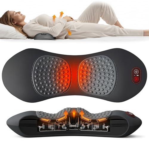 BroWood 3-in-1 Upgraded Electric Lumbar Support Pillow, Suitable for Chairs, Beds, and Travel. Heated Back Massager for Deep Tissue Massage to Relieve Pain