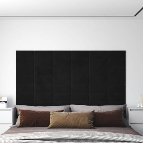 Wandverkleidung Innen Akustikplatte,Wandpaneele 12 Stk. Schwarz 30x15 cm Samt 0,54 m²,Zimmer Deko für Küche, Balkon, Schlafzimmer, Wohnzimmer