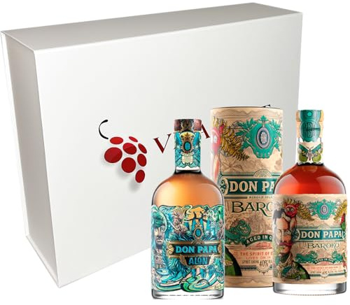 VINADDICT Coffret Cadeau Rhums Don Papa, Baroko et Alon, 2 x 70cl.