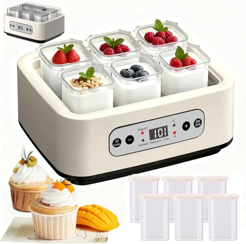 Macchina Per Yogurt 1,5 L Con 6 Barattoli In Vetro Macchina Per La Fermentazione Dello Yogurt Con Controllo Della Temperatura E Tempo Regolabile Touch Screen Intelligente Yogurtiera Domestica