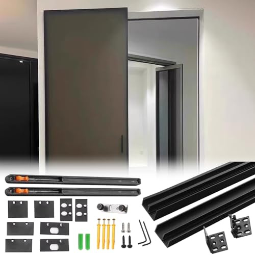 Concealed Sliding Barn Door Hardware Kit with Soft Close, Trackless Invisible Ghost Door System for Seamless Installation
