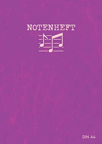 Notenheft A4: Musik Notenheft A4 Schule | Notenheft für kinder und anfänger | 12 Notensysteme pro Seite | Mit Hilfslinien | 100 Seiten | Lila