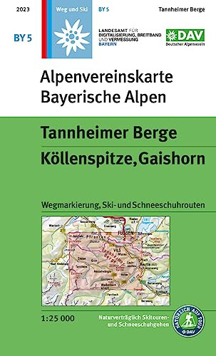 Tannheimer Berge, Köllenspitze, Gaishorn: Topographische Karte 1:25.000 mit Wegmarkierung, Ski- und Schneeschuhrouten: Topographische Karte mit ... und Schneeschuhrouten (Alpenvereinskarten)