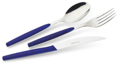 EME Posateria Made In Italy - Servizio 24 Posate Tavola Dream 6 Persone Acciaio 18/C Colorate Colori Vivi, Colore Manico: Blu 55