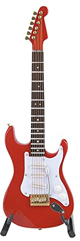 Mini Klassische Gitarre Musikinstrument , Geschenke Modell Holz E-Gitarre Ornamente Lindenholz Handwerk Rot Schwarz Weiß Weiß Kaffee 18cm (roter)