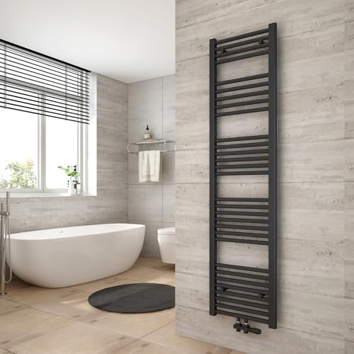 Heilmetz Anthrazit BadHeizkörper 40 x 160 cm Handtuchtrockner Bad-Heizkörper Handtuchheizkörper Mittelanschluss Heizung 547 Watt Leistung Handtuchwärmer