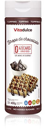 Sirope de chocolate sin azúcares añadidos, Topping de chocolate, Sirope bajo en calorías 400 gr - Vitadulce